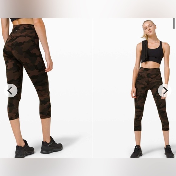 Lululemon Wunder Train High Rise Crop 21" Heritage 365 Camo Brown Earth Multi 4 - Picture 7 of 8